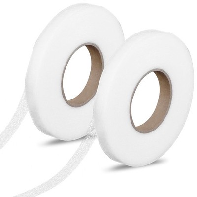 2 Rolls Iron On Hemming Tape 1/2'' x 60 Yards No Sew Double White 