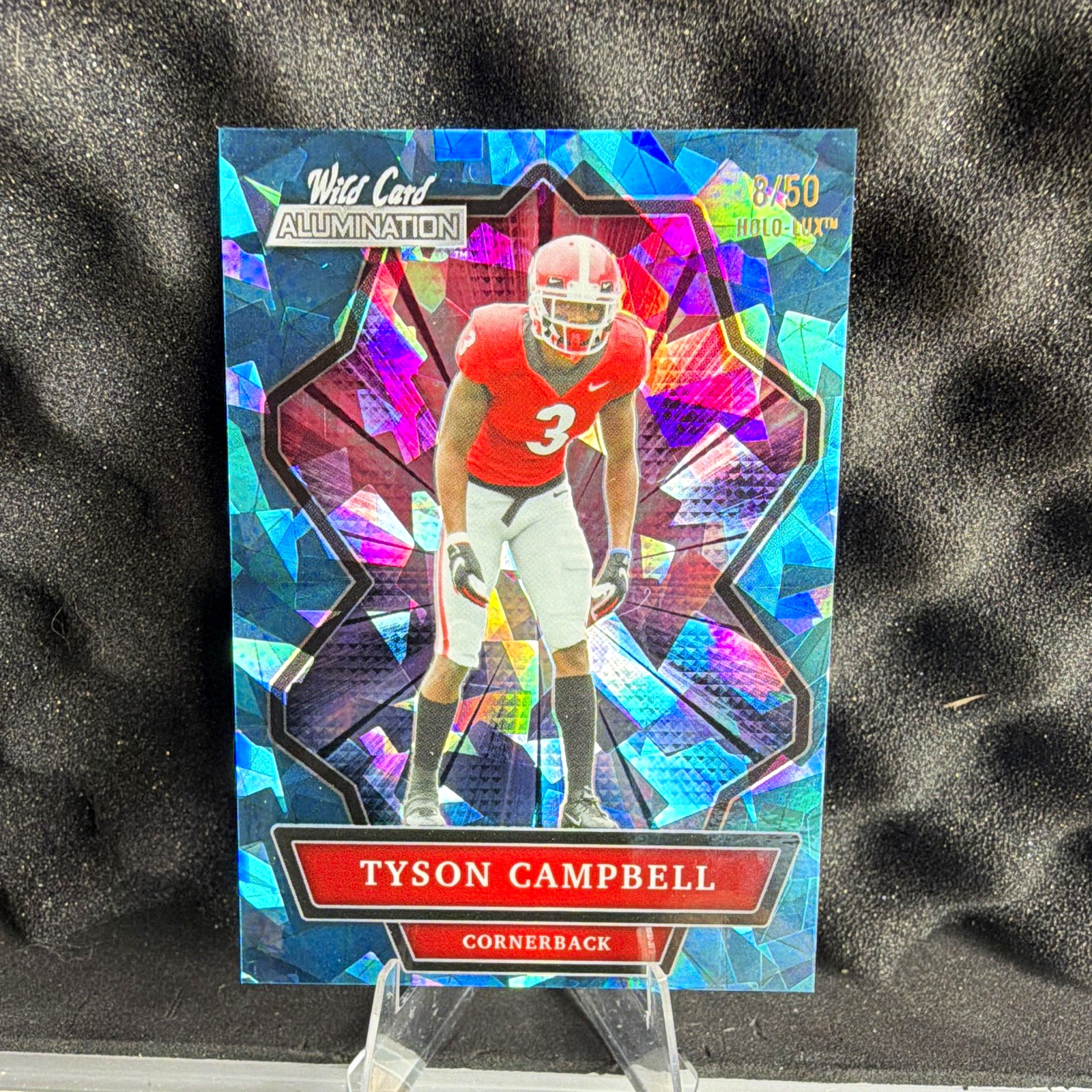 Wild Card Alumination Tyson Campbell Holo-Lux Blue 8/50 ABC-63 Georgia FB 2021