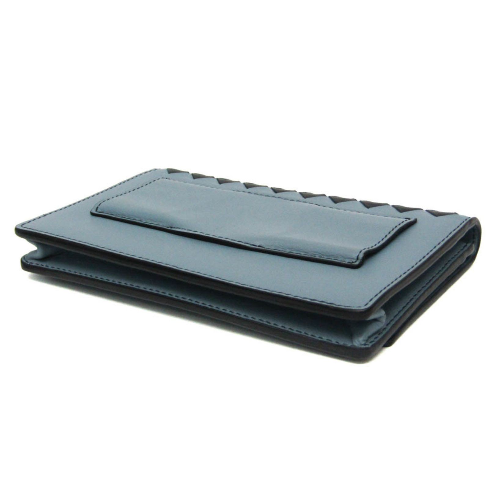 Bottega Veneta Intrecciato Leather Card Case black light blue gray thumbnail 3