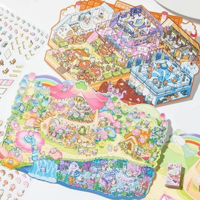 3D Miniature Scene Sticker Chocolate Factory Scenery Sticker for Scrapbooking