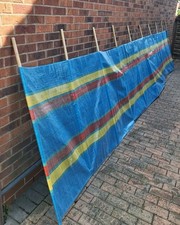 Beach Windbreak 6 Metre 20ft Blue Striped Camping Garden Sun Shade 10 Pole