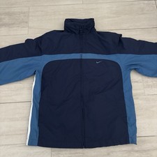 Vintage Nike Jacket Navy Blue Size L 14-16Y Unisex Full Zip Hooded Retro 90s