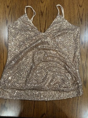 Venus Gold Sequin Spaghetti Strap Blouse