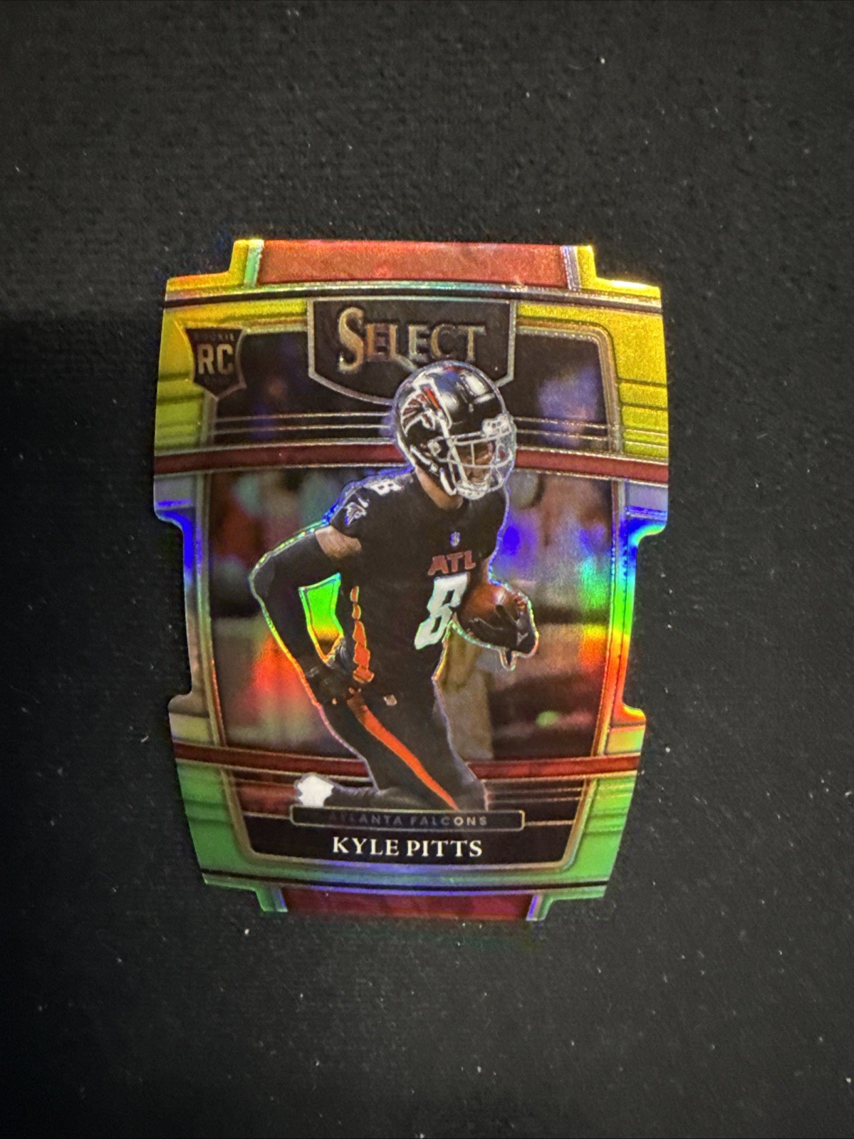 2021 Panini Select Kyle Pitts Red and Yellow Prizm Die-Cut Rookie Card RC #46