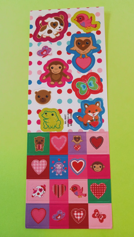 Wal-mart Valentine sticker strip