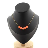 Steine Und MinéRaux. Halskette 5 Perlen Chalcedon Orange 8 Mm. Kette Stahl D