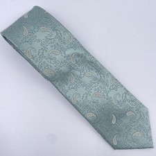 J. Ferrar 100 Silk Paisley Tie Mint Green And Silver
