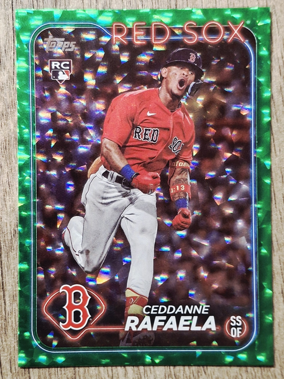 2024 Topps Series 1 Ceddanne Rafaela RC Rookie #313 Green Crackle Foil /499