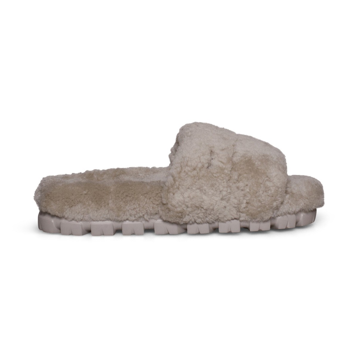 UGG COZETTA CURLY GOAT SHEARLING GREY SLIDE WOMEN'S SLIPPERS