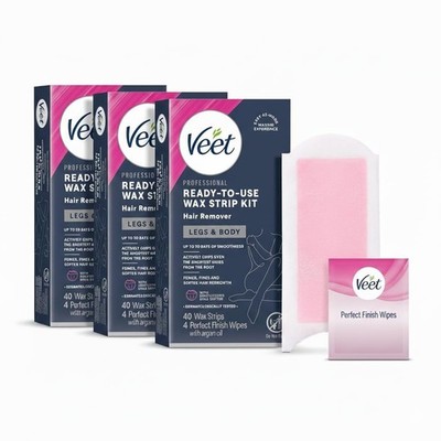 VEET Ready-To-Use Waxing Kit For Women, Wax Strips For Body Hair Removal, Wax