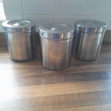 Next Stainless Steel Tea Coffee Sugar Canisters.