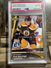 2009 Upper Deck Series 2 Brad Marchand Young Guns Rookie PSA 8 #452