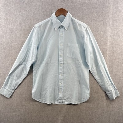 Wolf vs Goat Shirt 39/15.5 Blue Light Oxford Pique Long Sleeve Button Down Italy