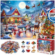 Yokachi 500 Piece Santa's Secret Village Christmas Jigsaw Puzzle Irregular Shape
