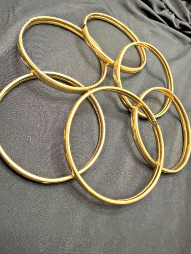 Set of 6 Gold Filled 14K Vintage Kids' Bangle Bracelets: Ages 1 to 5 Years