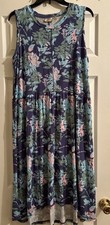 LOGO by Lori Goldstein Woman’s Size L Dress Regular Floral Printed Rayon Hi Low