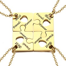 4 BFF Best Friend Necklace Puzzle Friendship Necklace for 4