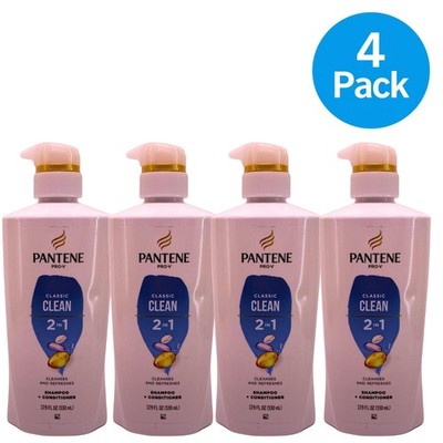 Pantene Pro-V Classic Clean 2 in 1 Shampoo + Conditioner, 17.9 fl oz (4 Pack)