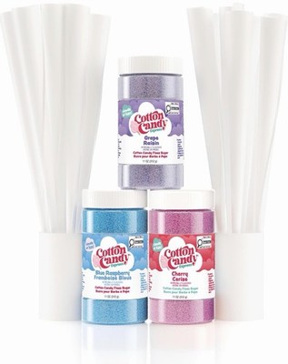Cotton Candy Express Floss Sugar Variety Pack with 3 - 11oz Plastic