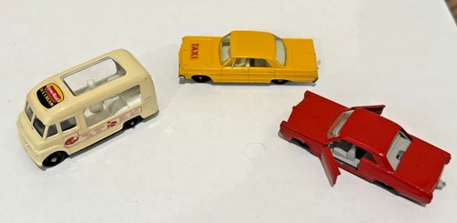 Vintage Lesney Matchbox Lot/3-Commer Ice Cream, Impala Taxi, Pontiac GP-Case!