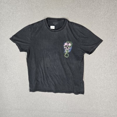 ALLSAINTS Men Shirt M Black Graphic Adder Skull Snake Relaxed Fit READ