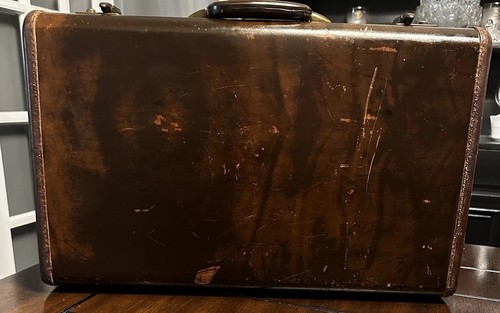 Bagage Vintage Samsonite Shwayder Bros Denver – Valise Rigide Marron Faux Crocodile 21x18x9 Pouces