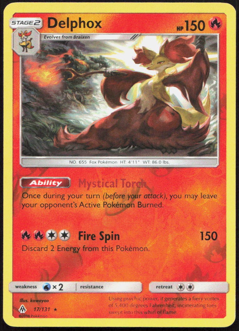 Delphox 17/131 Rare Forbidden Light Pokemon Reverse Holo Near Mint