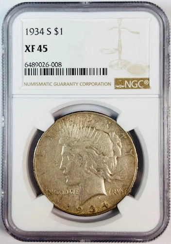 1934 S Peace Dollar NGC XF-45