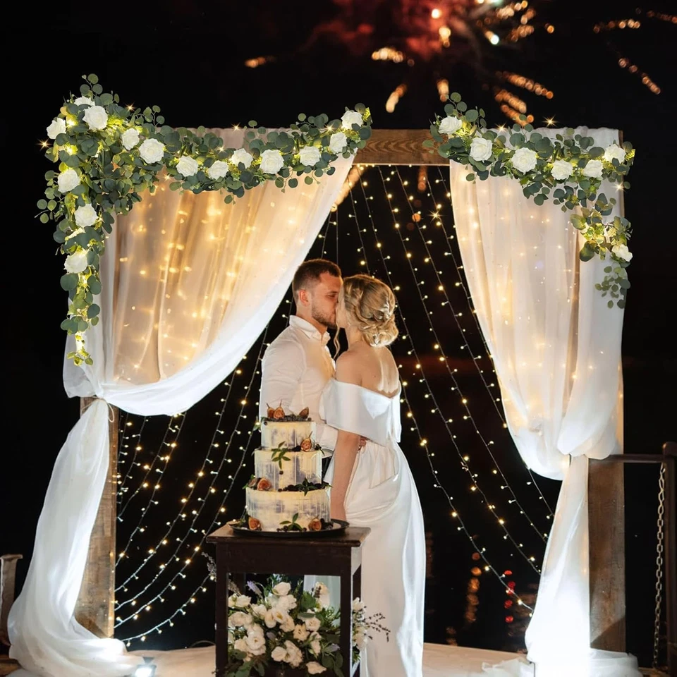 Paquete de 2 guirnalda de eucalipto MACTING 13,2 PIES con luces - flor de primavera Gypsophila Foto 4 de 4