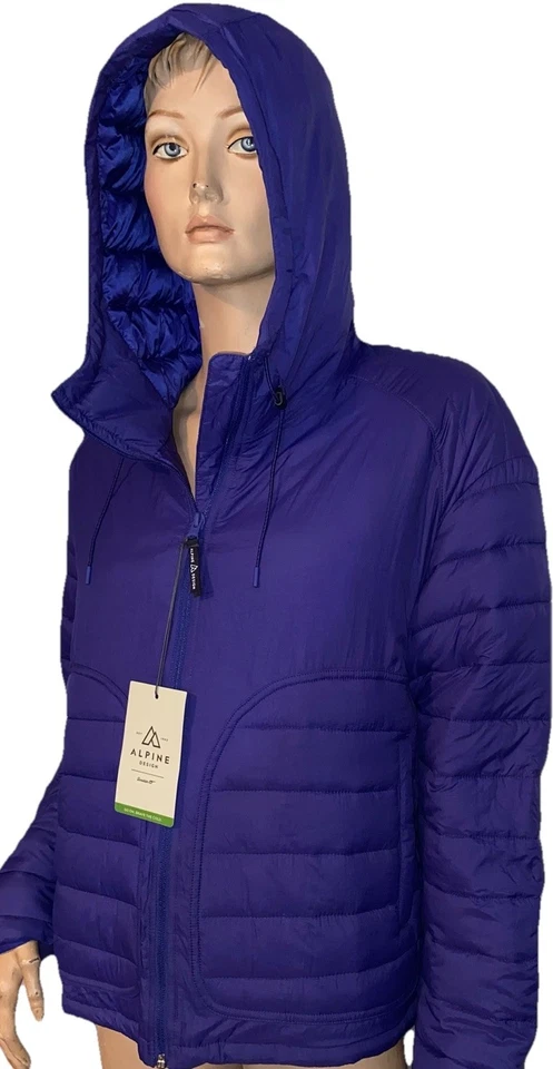 Alpine design Sz Lg Ladies zip up blue or purple hooded semi puffer jacket NWT - Image 2 of 4