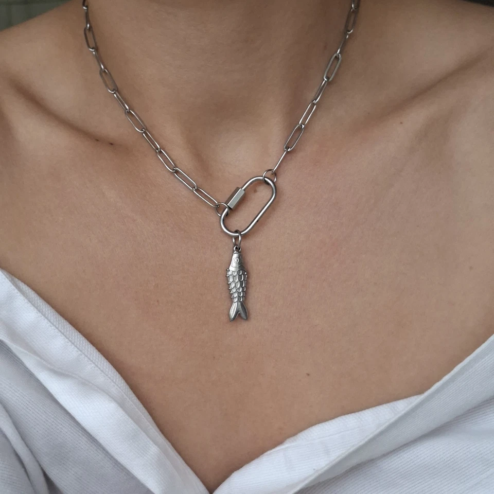 Customisable Carabiner Charm Necklace Silver or Gold, Christmas Gift, Meaningful - Image 2 of 4