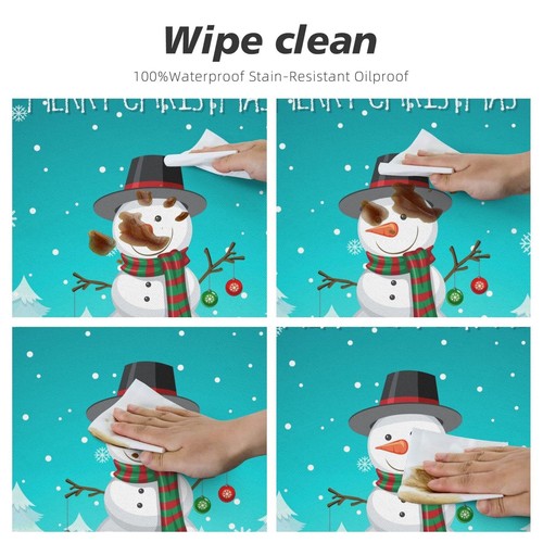 Winter Xmas Snowman Tablecloth With Elastic Edge Round Table Cloth Christmas Was - Picture 4 of 9