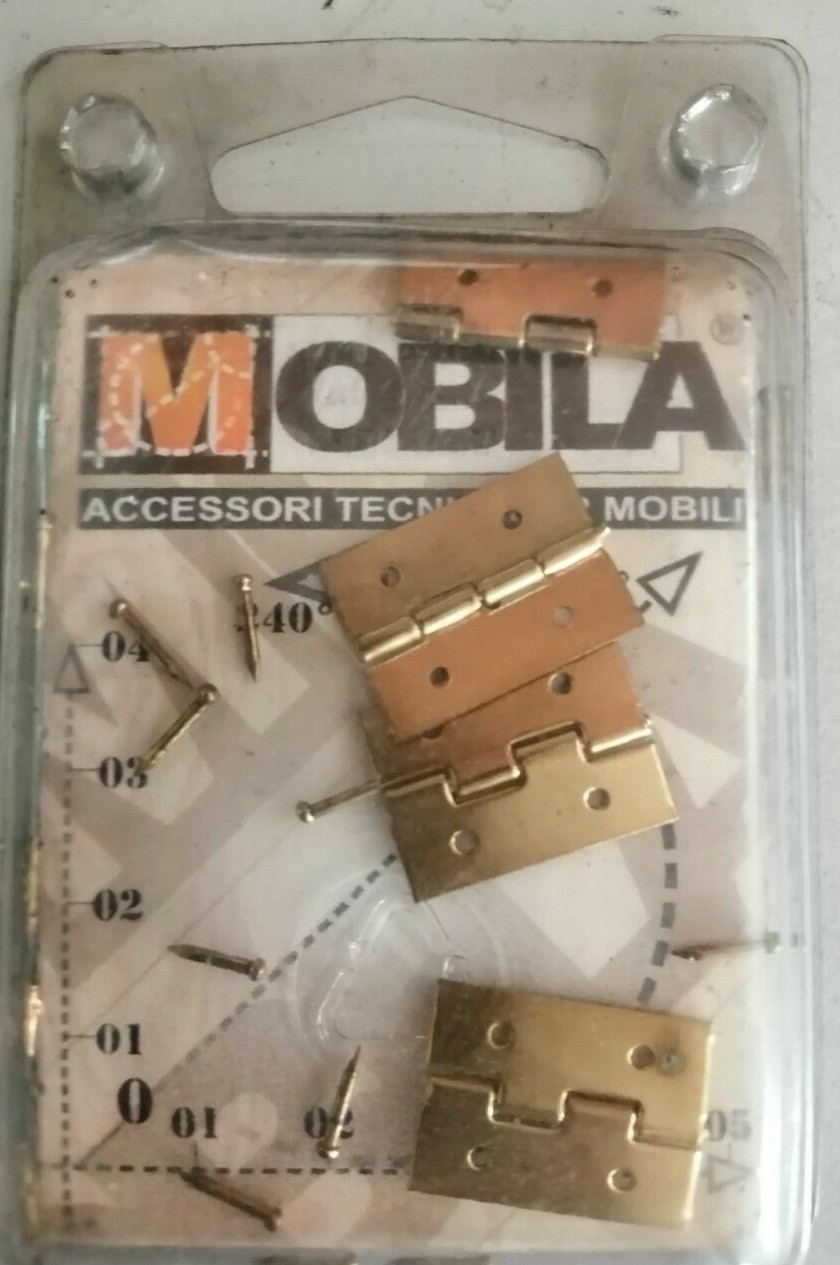 4 cerniere per cofanetti 20x15 mm con chiodi cerniera portagioie ottonati oro