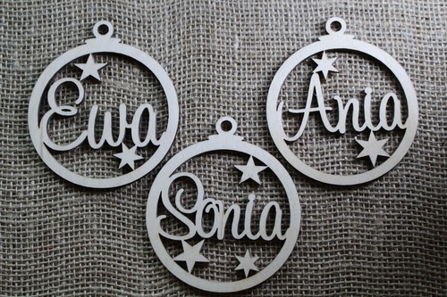 Personalised ChristmasTree Bauble Xmas Wood Craft Decoration with YOUR NAME - Picture 3 of 7
