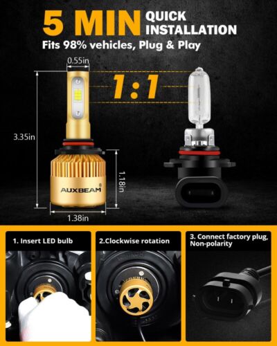 Combo faros LED 4 bombillas para Chevy Silverado 1500 1999-2006 AUXBEAM 9005+9006 - Imagen 7 de 12