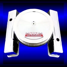 Chrome Tall Valve Covers and 383 Emblem Air Cleaner fits SB Chevy Stroker Engine