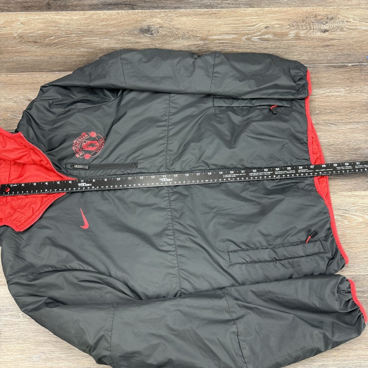 NIKE Manchester United Reversible Red Black Hooded Puffer Jacket