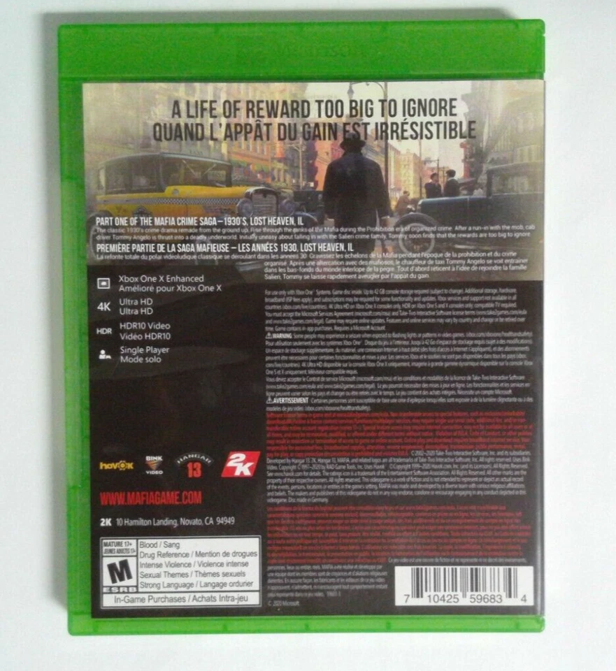 Mafia: Definitive Edition - Xbox One - COMPLETE & VERY GOOD (NTSC) - Image 2 of 4