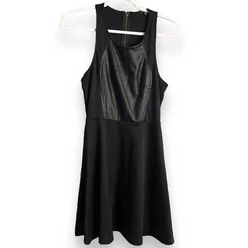 Monteau Skaterkleid Damen Medium schwarz ärmellos rockbar Kunstleder Reißverschluss