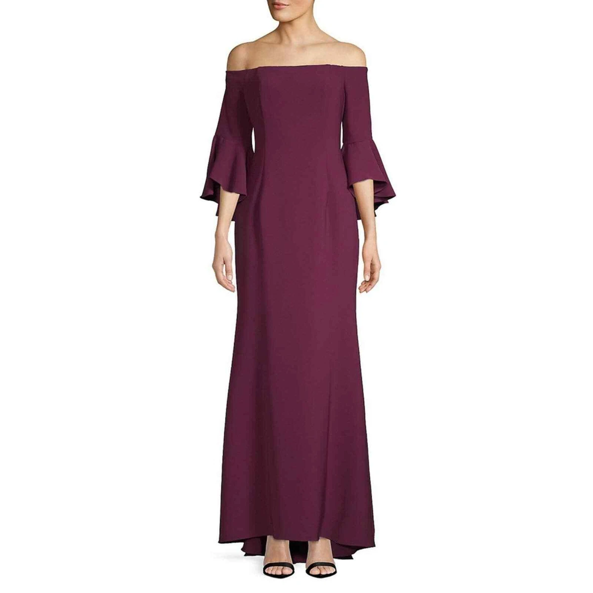 Vince Camuto Wine Burgundy Off The Shoulder Bell Sleeve Cocktail