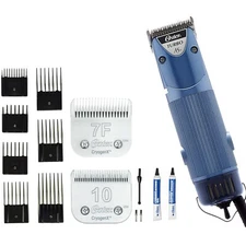Oster A5 Dual Speed Animal Clipper with Blades #10,  #7F &10 Piece Guide Set