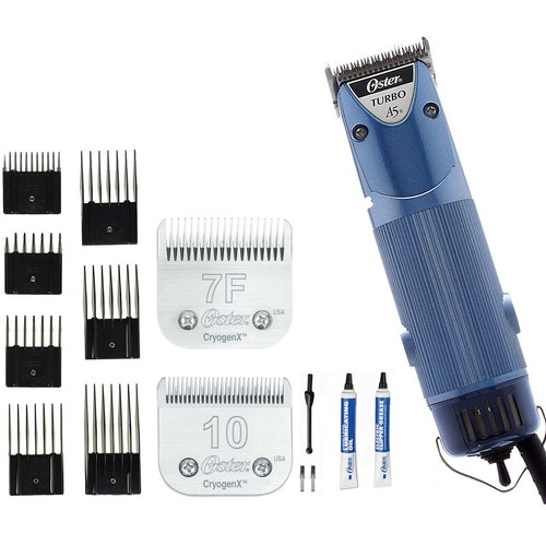 Oster A5 Dual Speed Animal Clipper with Blades #10,  #7F &10 Piece Guide Set