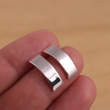 Solid 925 Sterling Silver Plain Earrings Stylish Curved Half Hoop Earrings Boxed