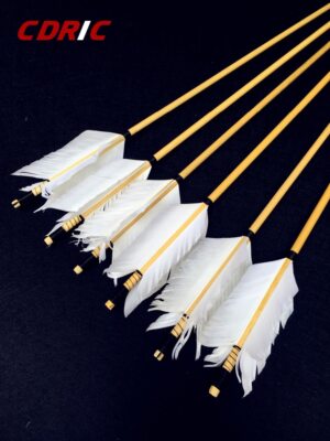 6/12/24PK 29Inch 30inch 32inch Wooden Arrow White Turkey Feather Real Archery
