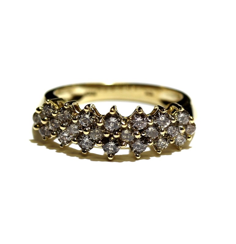 10k yellow gold 1.10ct SI2 H diamond wedding anniversary ring band 3.4g 7