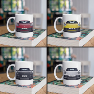 Personalisierte Porsche 911 Carrera Kaffeetasse Geschenk - Farbe wählen - SCHNELLER VERSAND