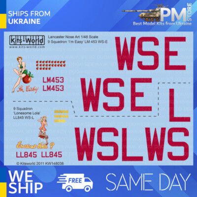 Kits World KW148038 1/48 Decal for Avro Lancaster Bomber 9 Squadron I am Easy