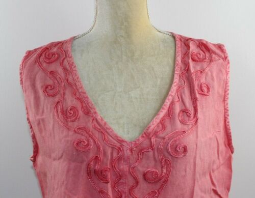 Soft Pink Swirl Tassel-Accent Sleeveless Top Size L - Picture 3 of 7
