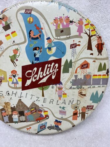 SCHLITZ SCHLITZERLAND BEER METAL SERVINING TRAY - Picture 6 of 7