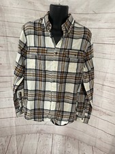 George Men  s Beige/Brown Checked Long Sleeve Button Down Casual Shirt Sz L 42-44